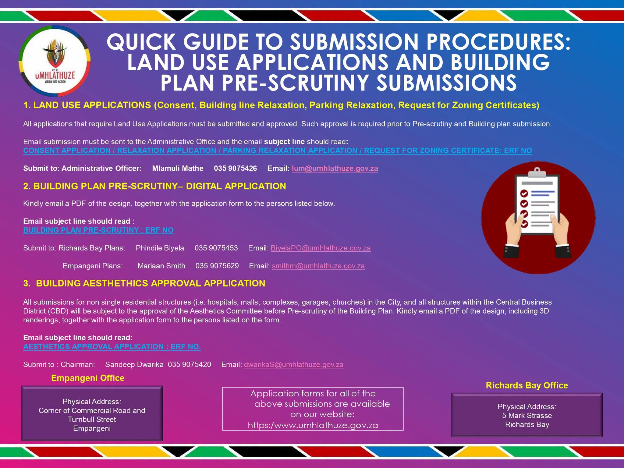 QUICK GUIDE TO SUBMISSION PROCEDURES LAND USE