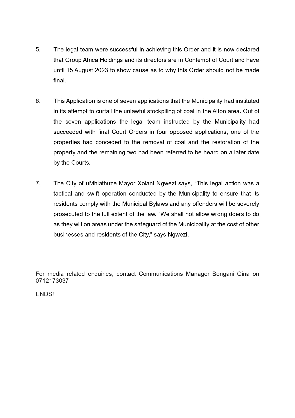 Media Statement on Illegal Stock piling page 0002